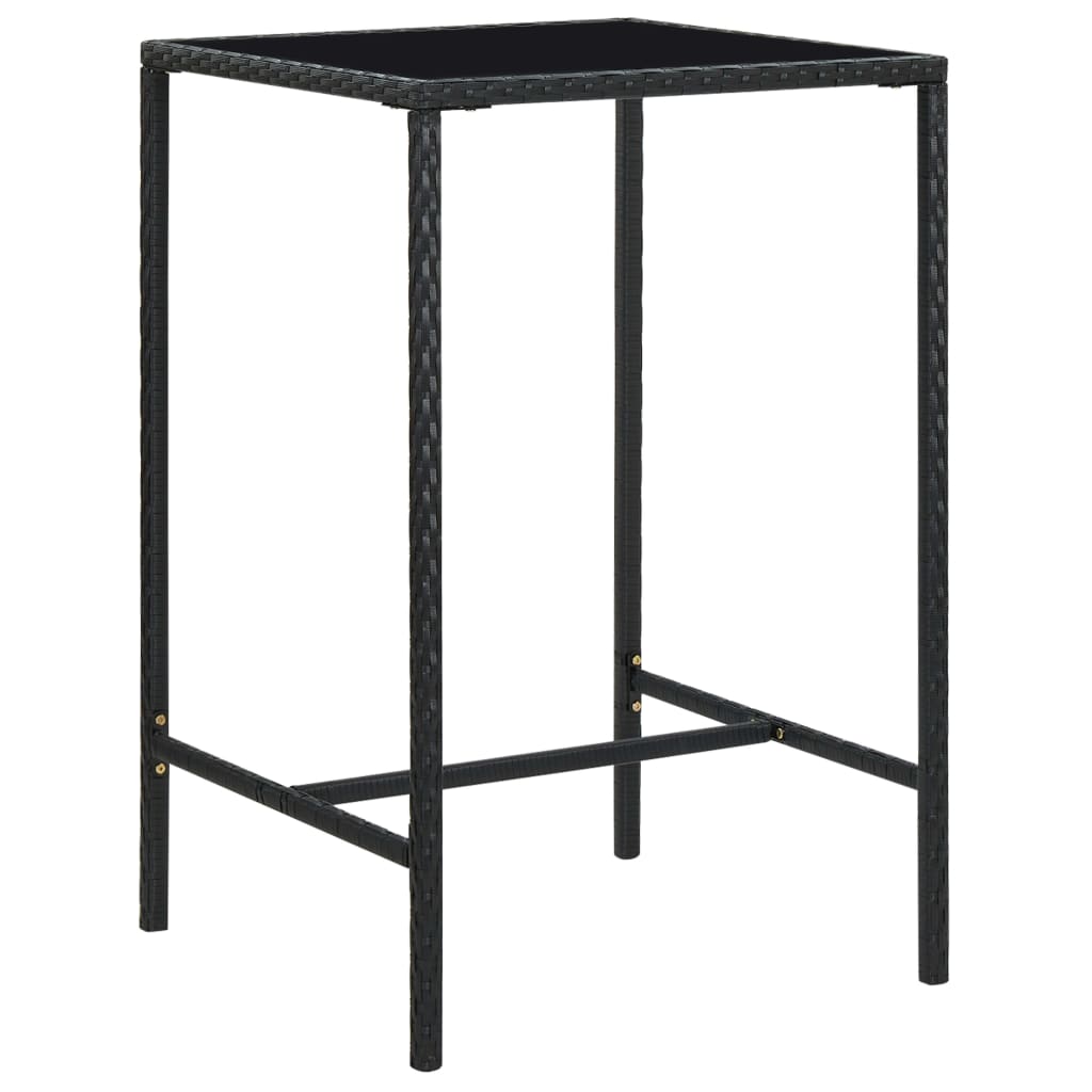 5-Tlg. Gartenbar-Set Mit Kissen Poly Rattan Schwarz