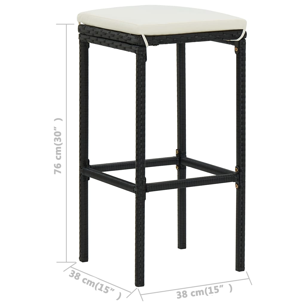 5-Tlg. Gartenbar-Set Mit Kissen Poly Rattan Schwarz