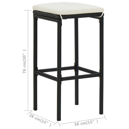 5-Tlg. Gartenbar-Set Mit Kissen Poly Rattan Schwarz