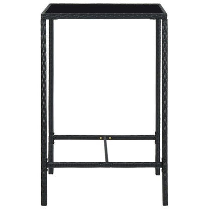 5-Tlg. Gartenbar-Set Mit Kissen Poly Rattan Schwarz