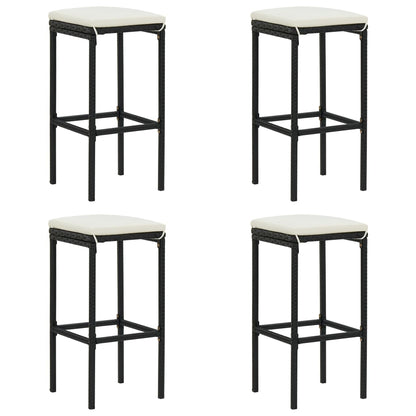 5-Tlg. Gartenbar-Set Mit Kissen Poly Rattan Schwarz