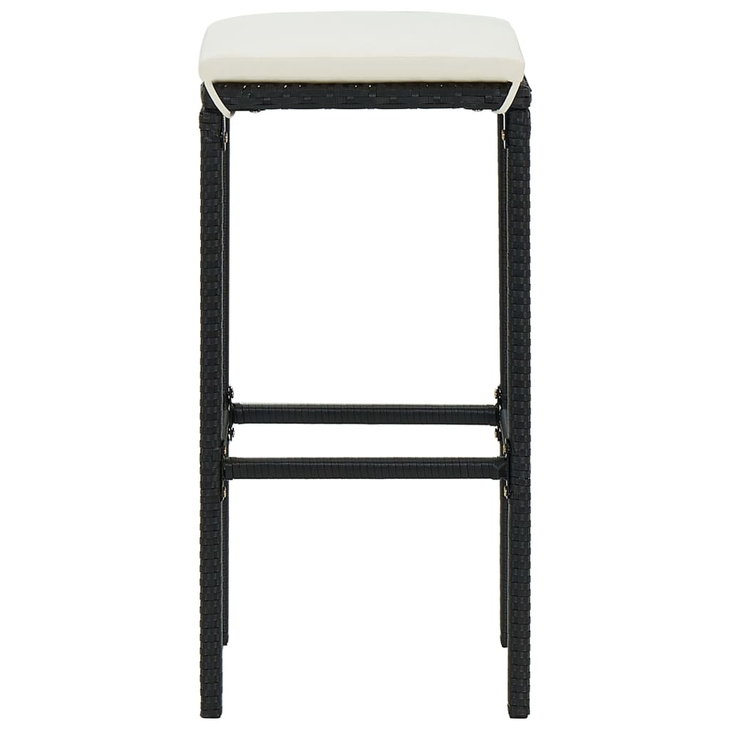 5-Tlg. Gartenbar-Set Mit Kissen Poly Rattan Schwarz