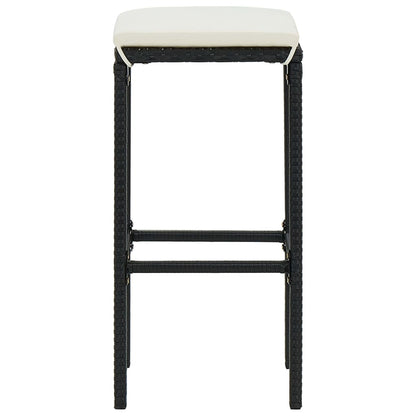 5-Tlg. Gartenbar-Set Mit Kissen Poly Rattan Schwarz