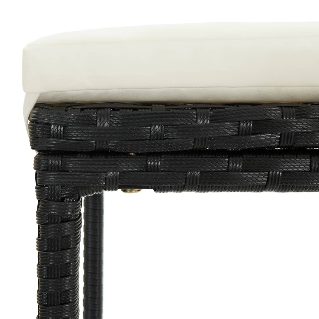 5-Tlg. Gartenbar-Set Mit Kissen Poly Rattan Schwarz