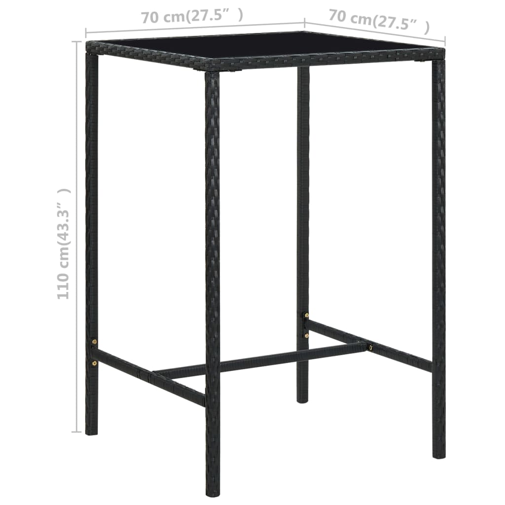 5-Tlg. Gartenbar-Set Mit Kissen Poly Rattan Schwarz