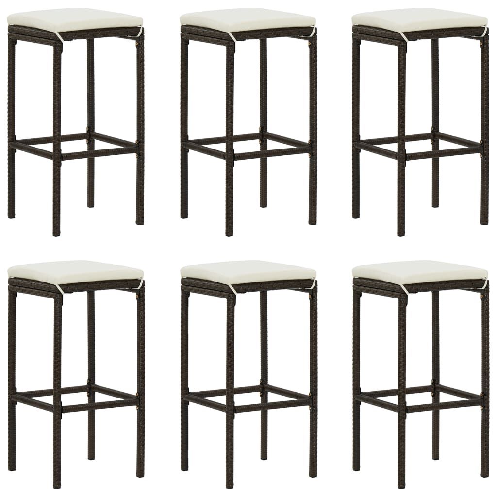 7-Tlg. Gartenbar-Set Mit Kissen Poly Rattan