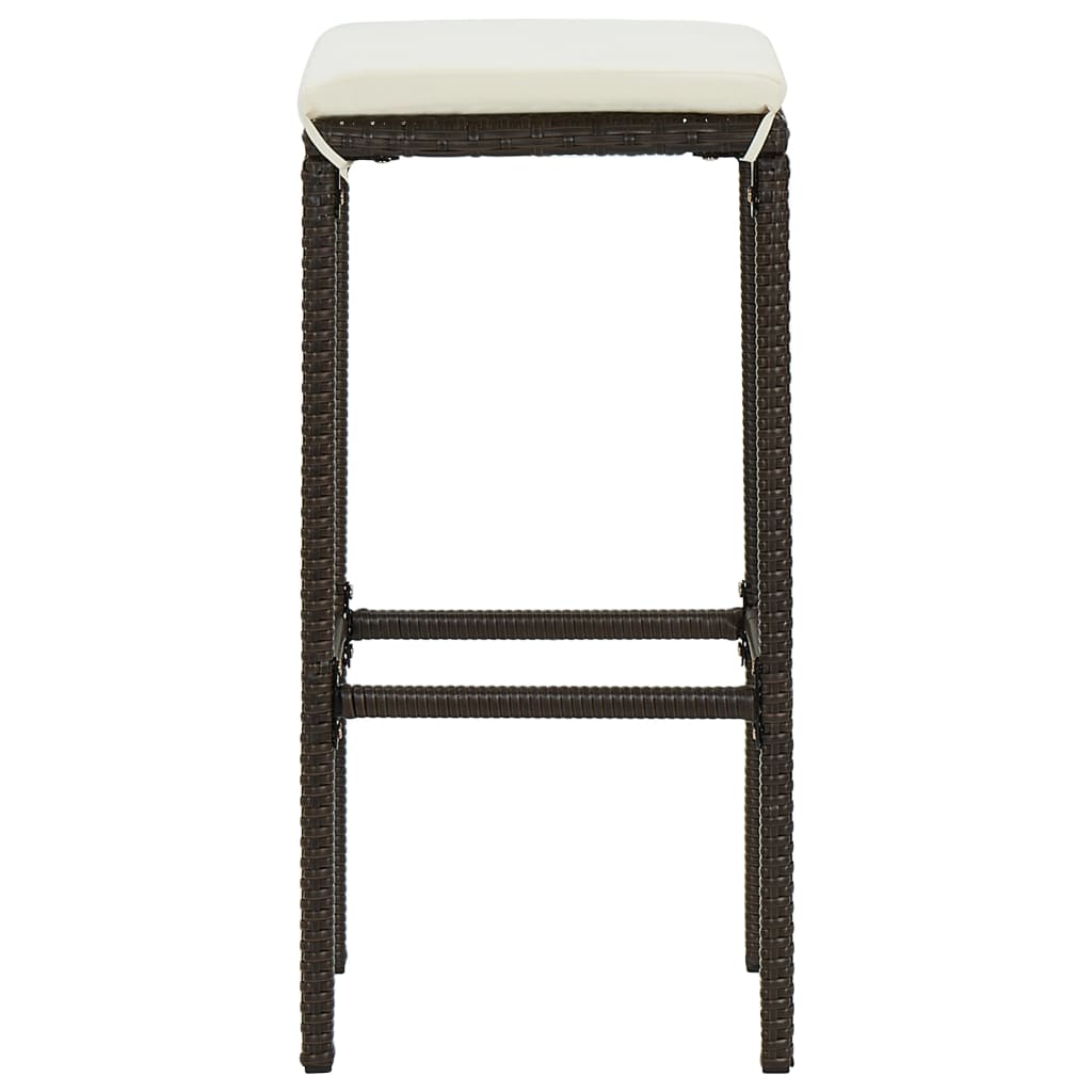 7-Tlg. Gartenbar-Set Mit Kissen Poly Rattan