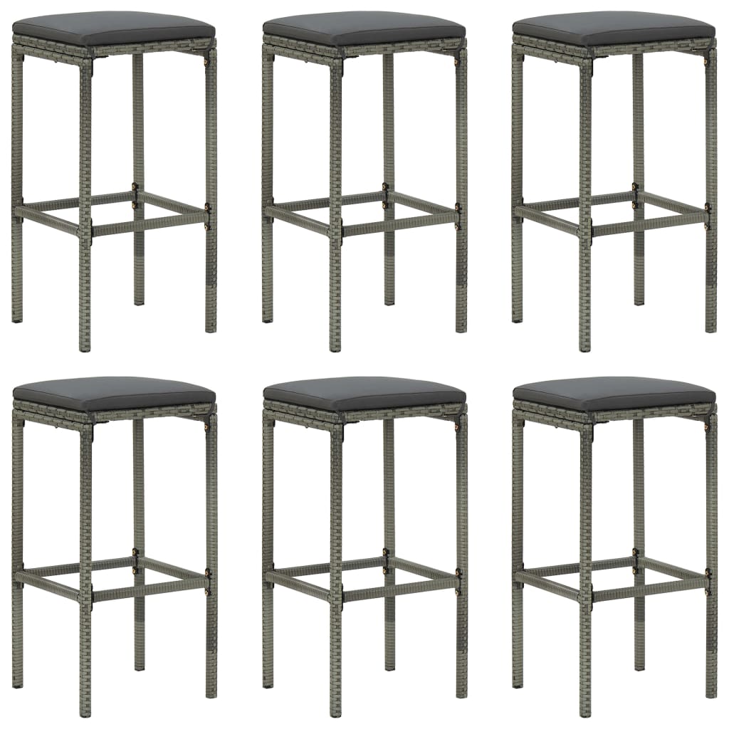 7-Tlg. Gartenbar-Set Mit Kissen Poly Rattan