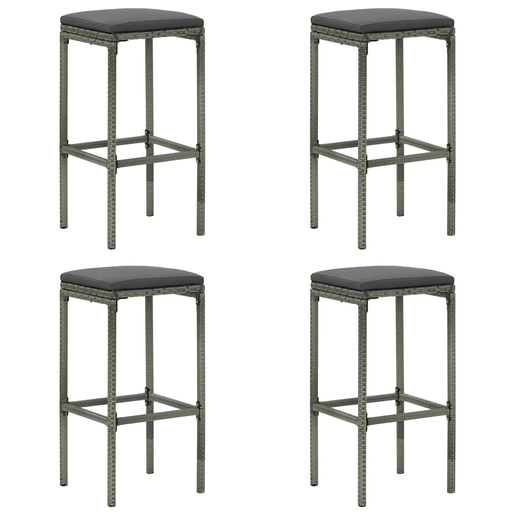 9-Tlg. Gartenbar-Set Mit Kissen Poly Rattan