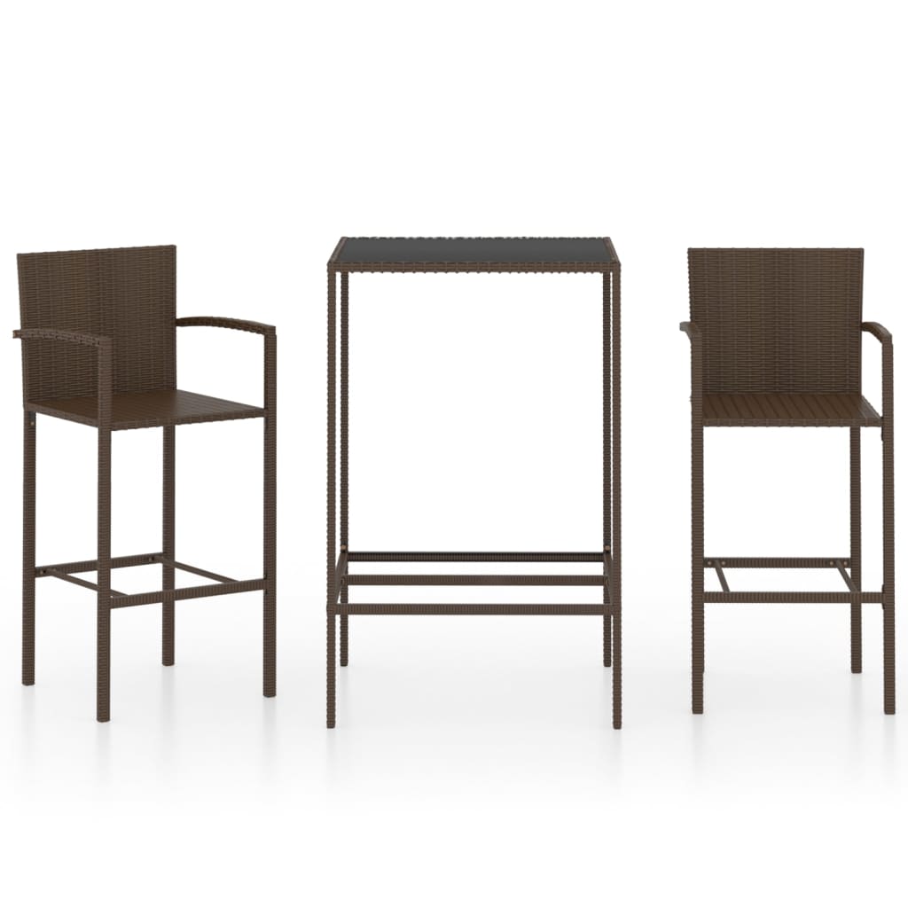 3-Tlg. Gartenbar-Set Poly Rattan
