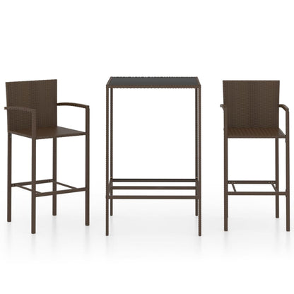 3-Tlg. Gartenbar-Set Poly Rattan