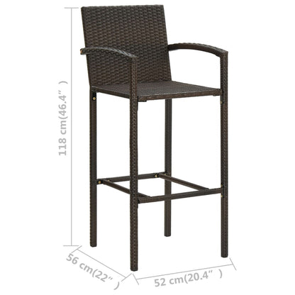 3-Tlg. Gartenbar-Set Poly Rattan