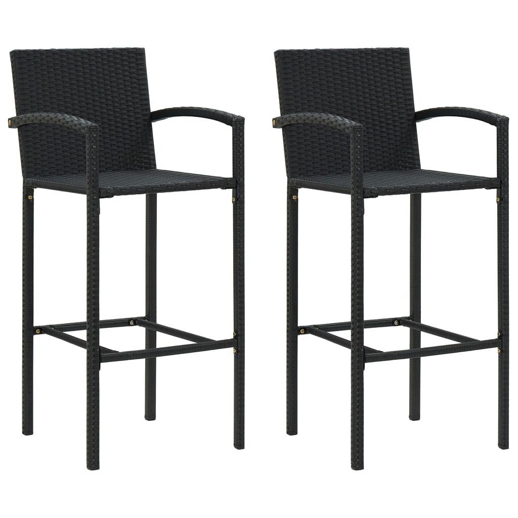 3-Tlg. Gartenbar-Set Poly Rattan Schwarz