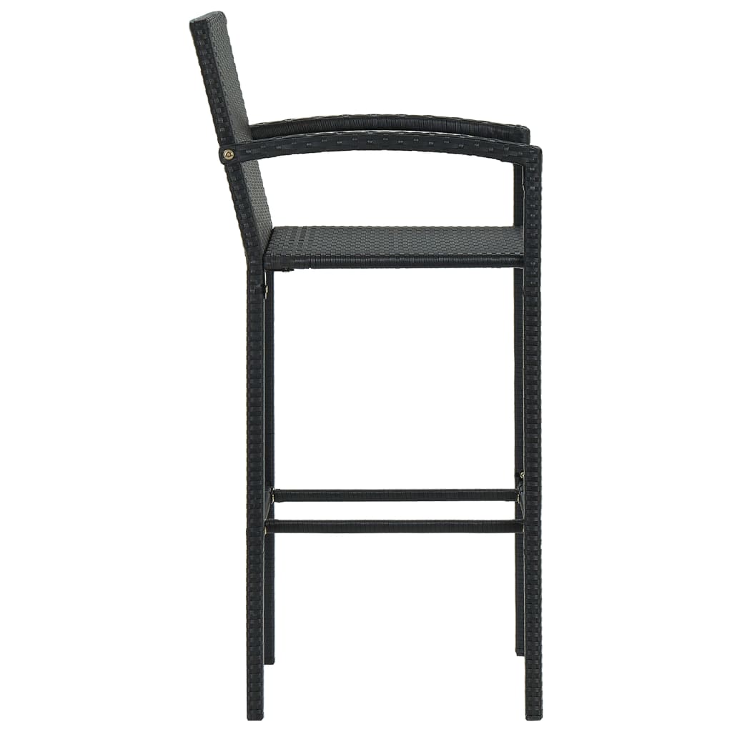 3-Tlg. Gartenbar-Set Poly Rattan Schwarz