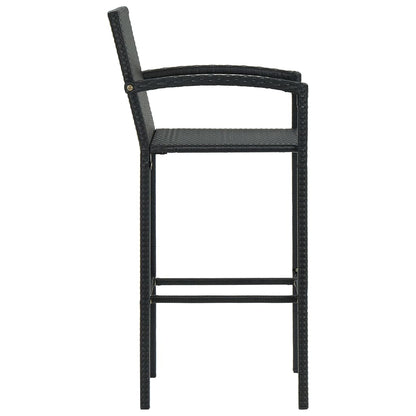 3-Tlg. Gartenbar-Set Poly Rattan Schwarz