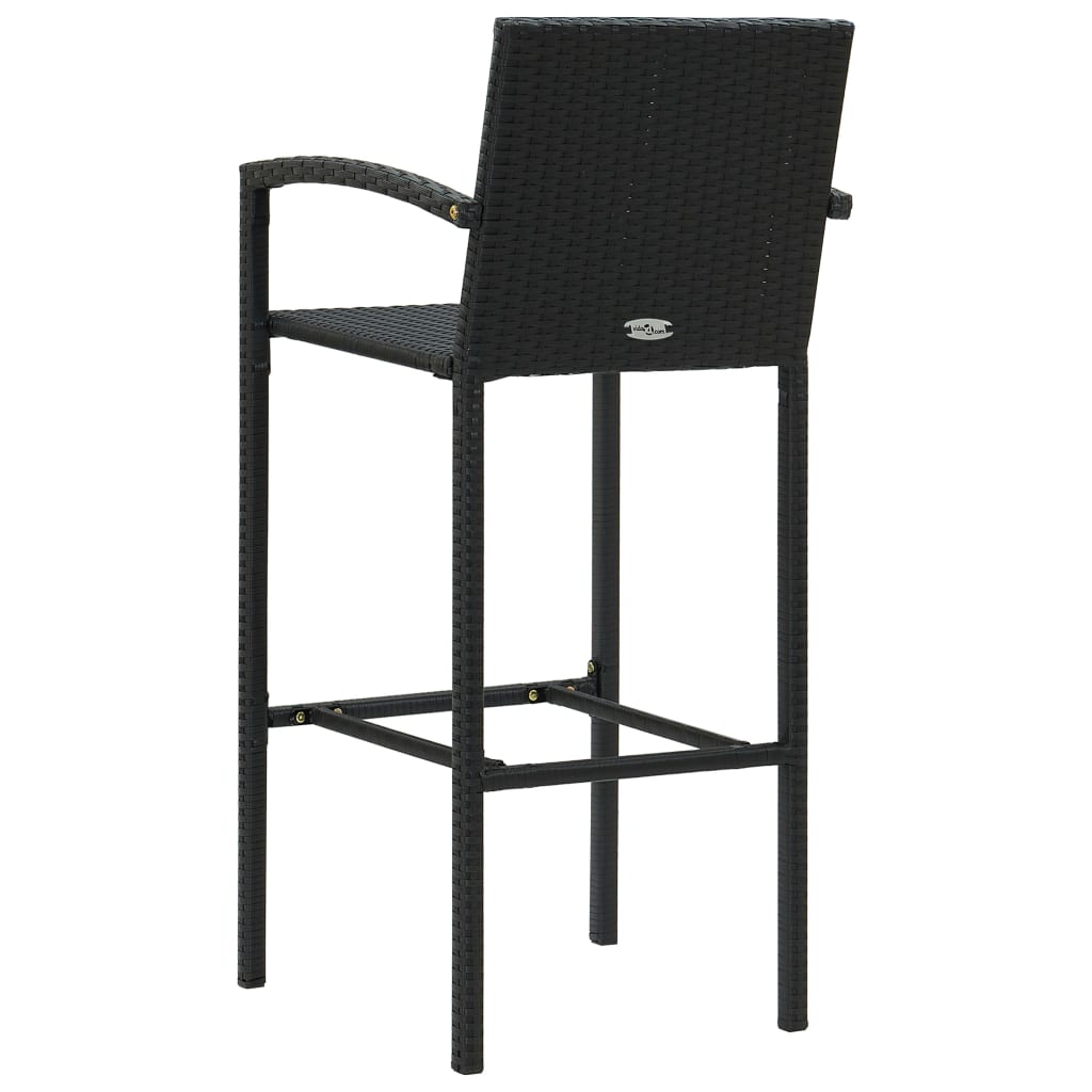 3-Tlg. Gartenbar-Set Poly Rattan Schwarz