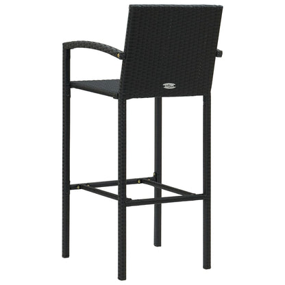 3-Tlg. Gartenbar-Set Poly Rattan Schwarz