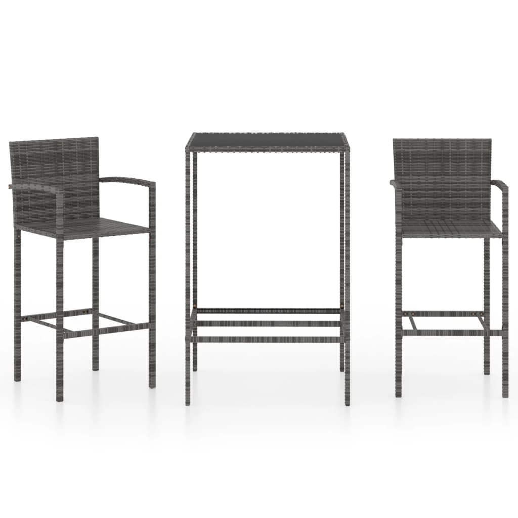 3-Tlg. Gartenbar-Set Poly Rattan