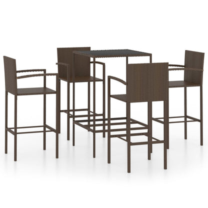 5-Tlg. Gartenbar-Set Poly Rattan
