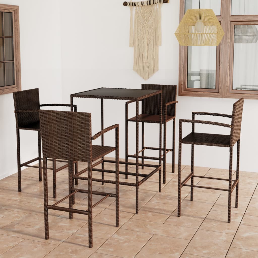 5-Tlg. Gartenbar-Set Poly Rattan