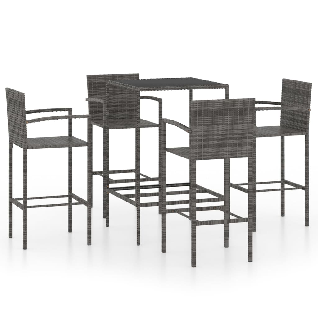 5-Tlg. Gartenbar-Set Poly Rattan