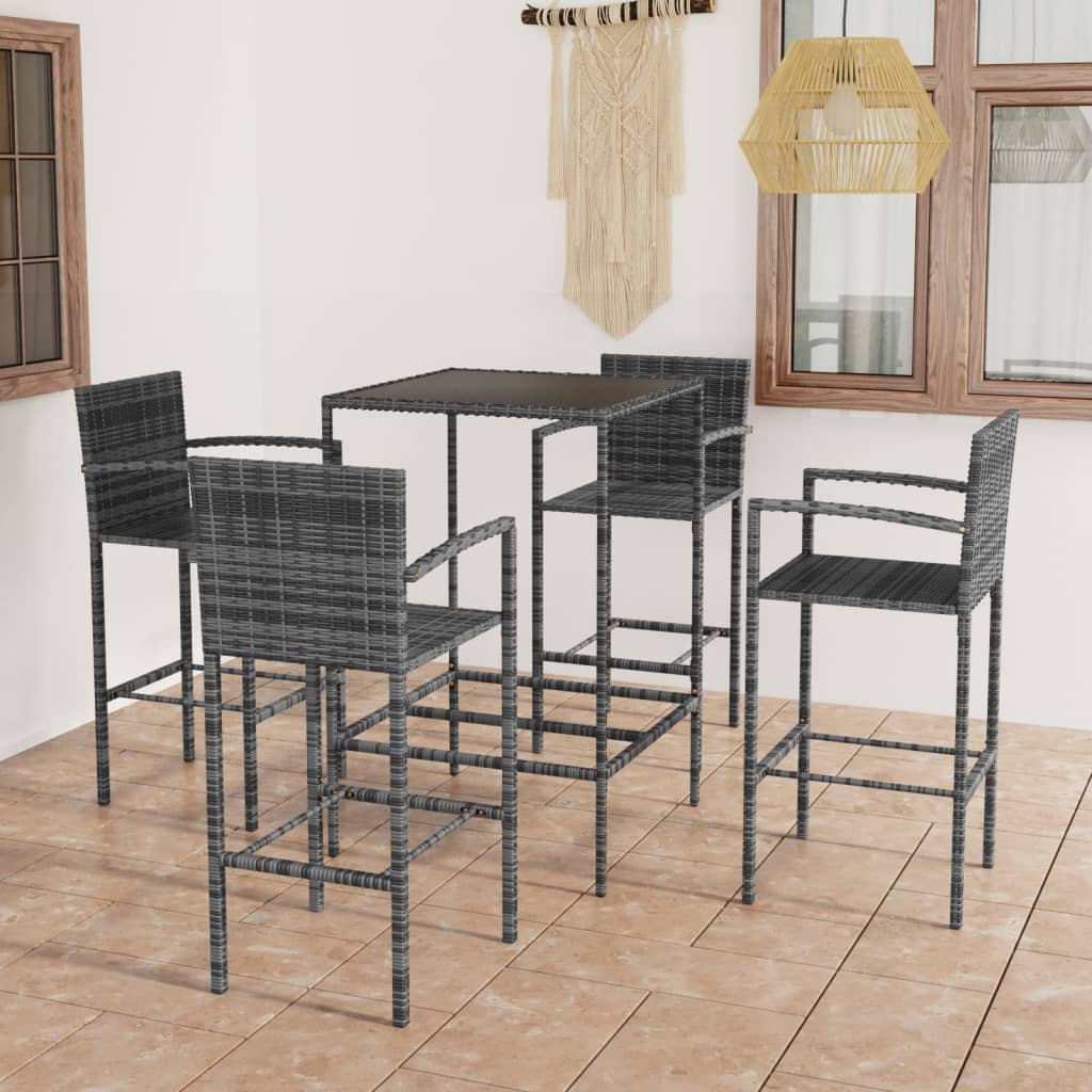 5-Tlg. Gartenbar-Set Poly Rattan