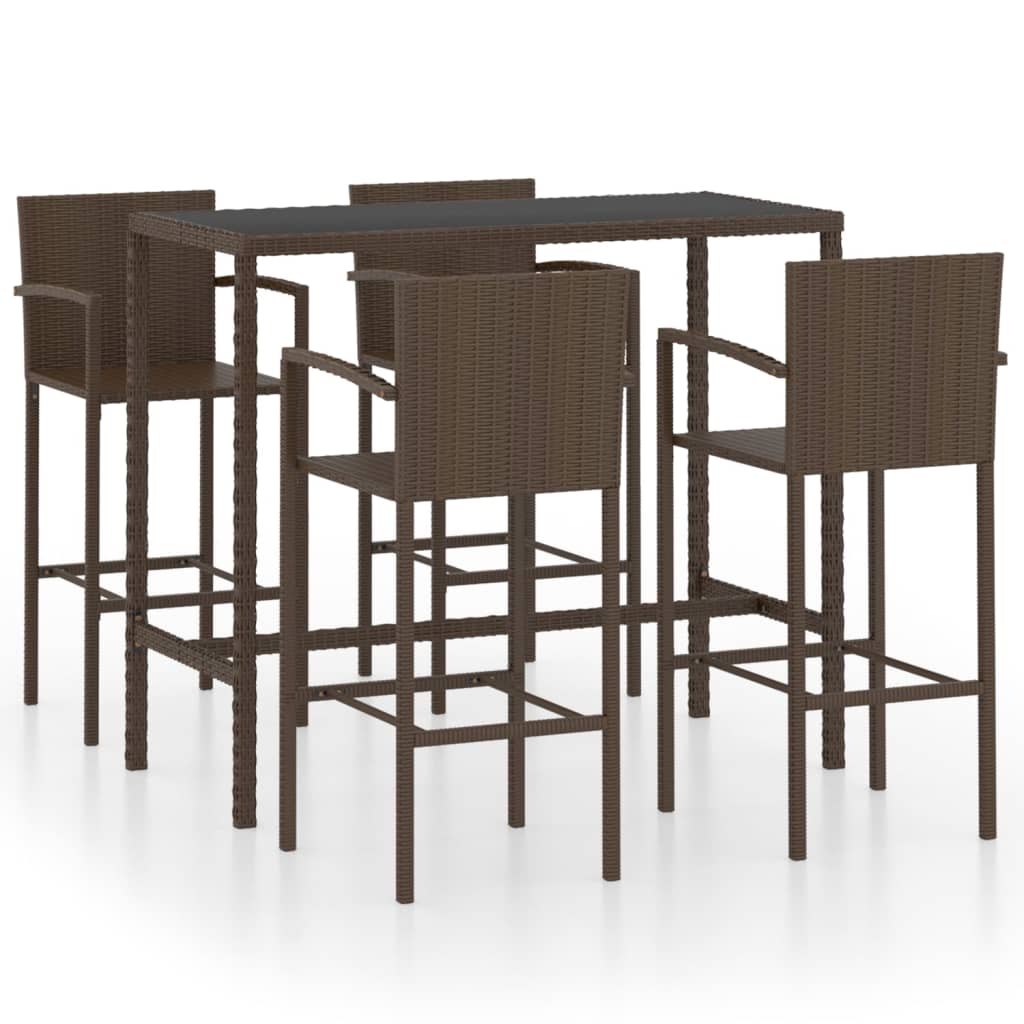 5-Tlg. Gartenbar-Set Poly Rattan