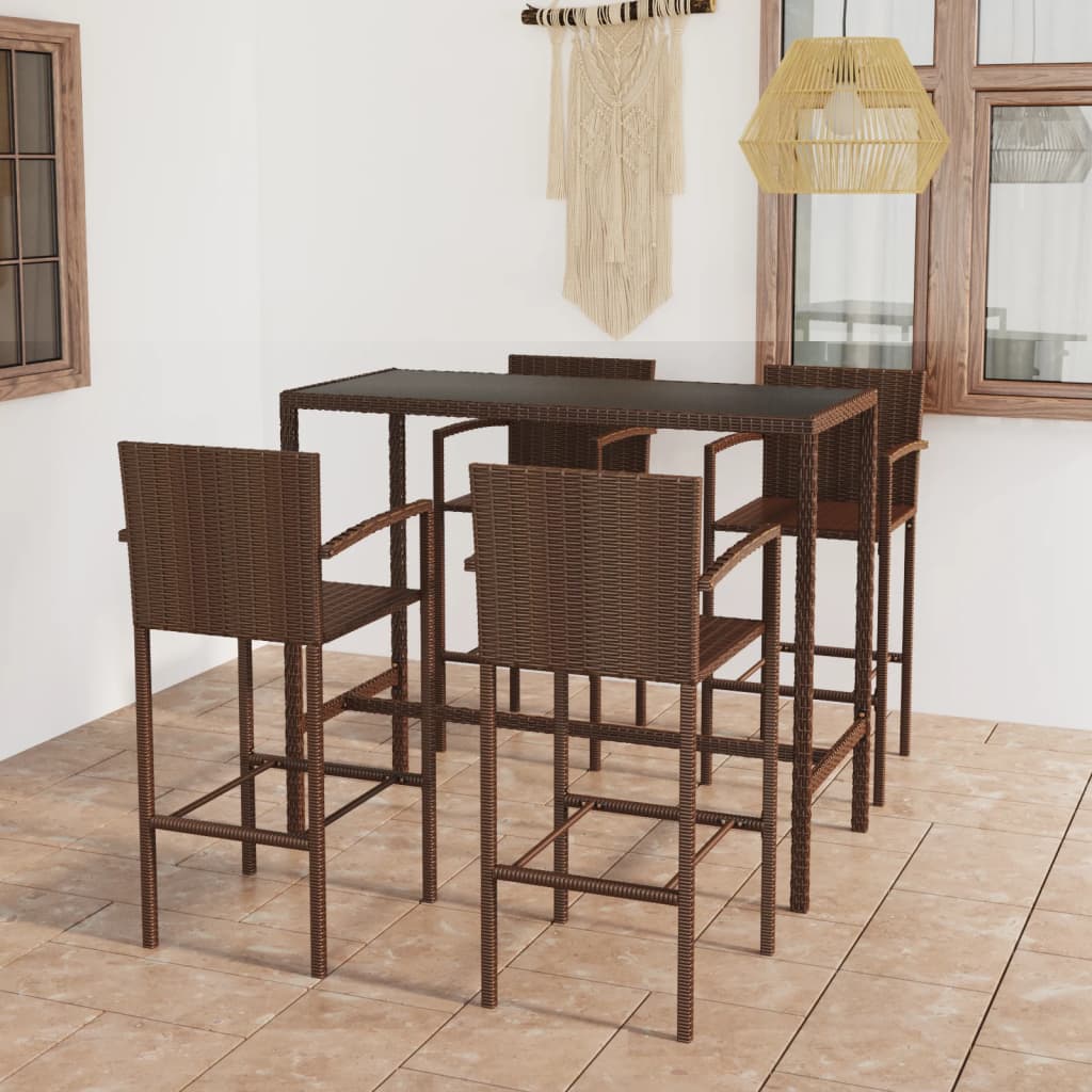 5-Tlg. Gartenbar-Set Poly Rattan