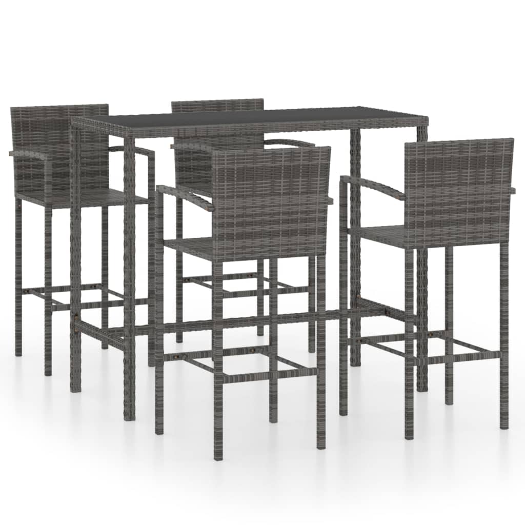 5-Tlg. Gartenbar-Set Poly Rattan