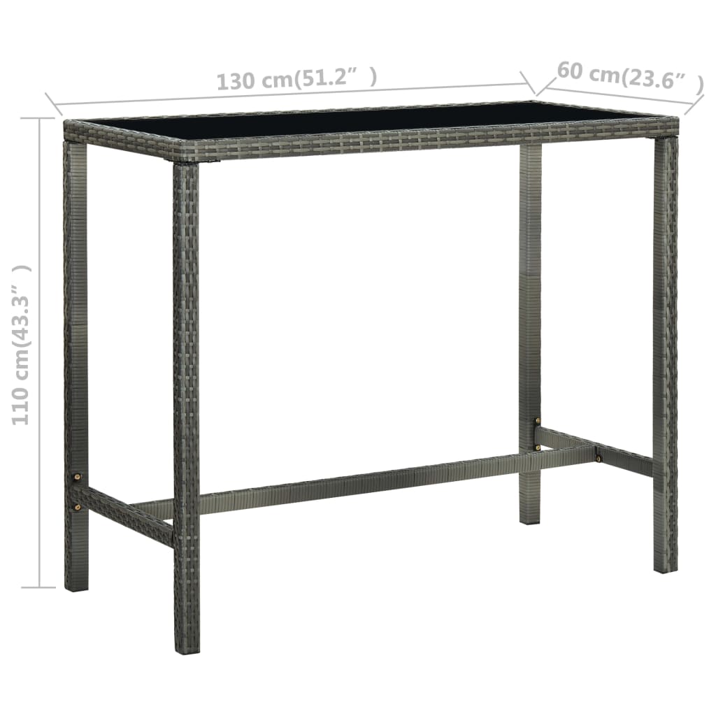 5-Tlg. Gartenbar-Set Poly Rattan