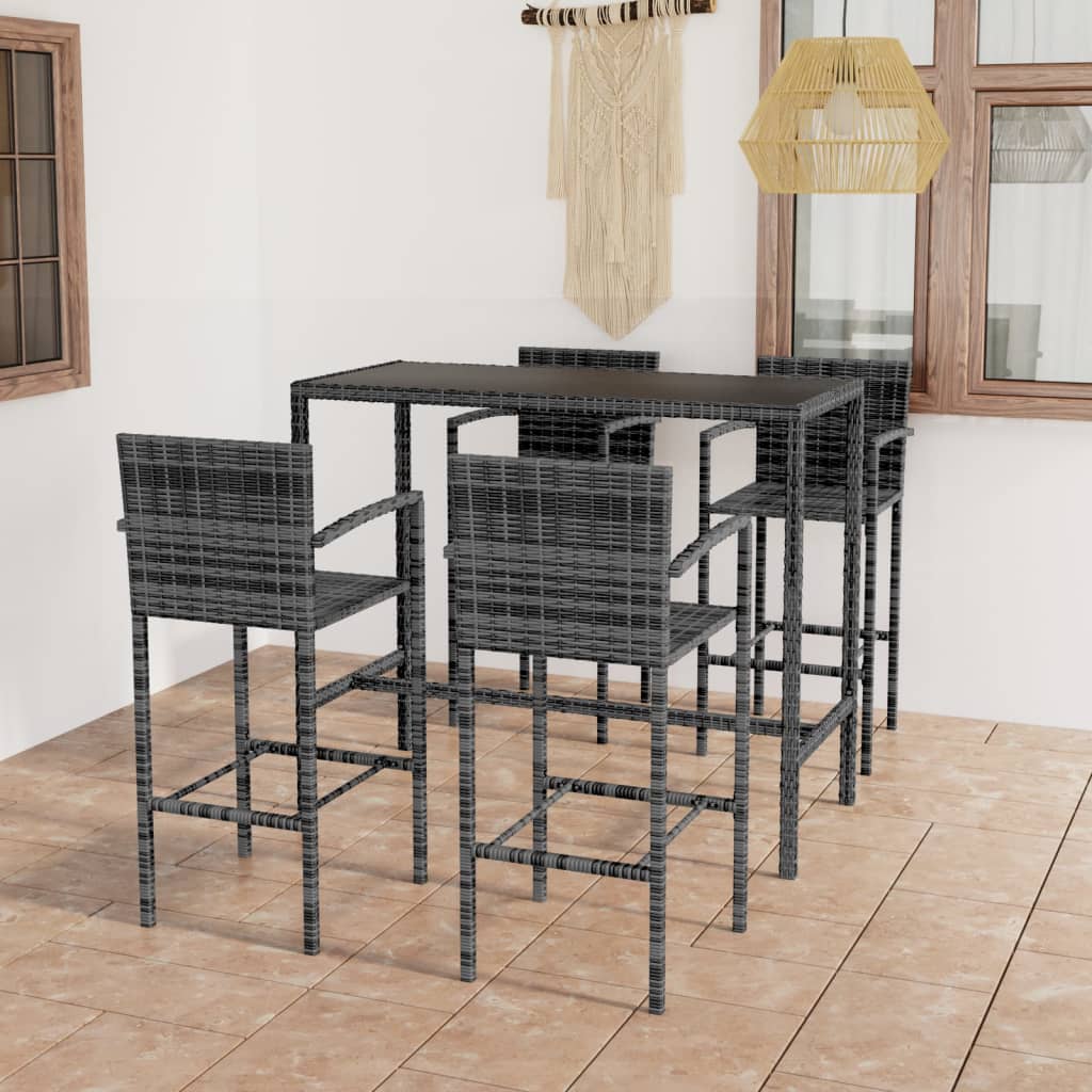 5-Tlg. Gartenbar-Set Poly Rattan