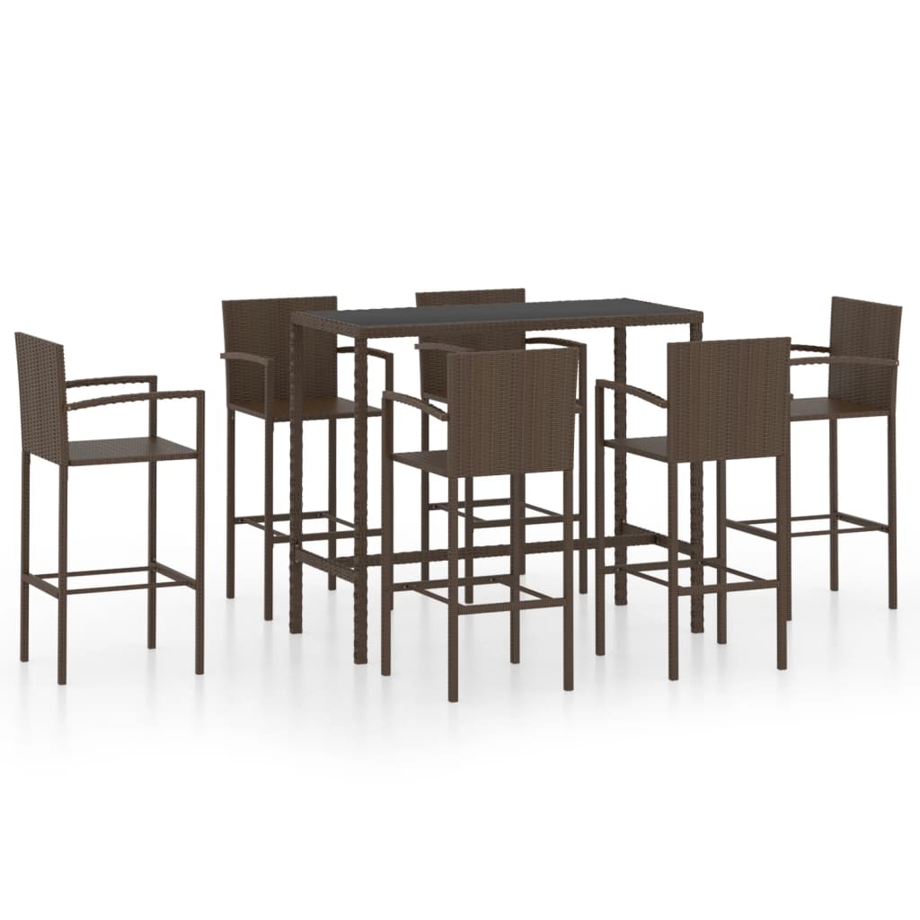 7-Tlg. Gartenbar-Set Poly Rattan