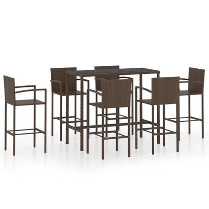 7-Tlg. Gartenbar-Set Poly Rattan