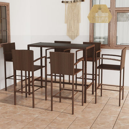 7-Tlg. Gartenbar-Set Poly Rattan