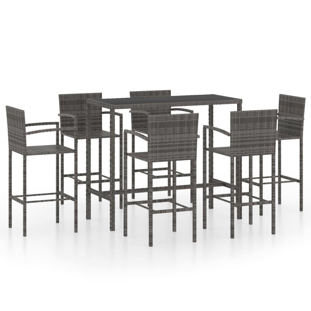 7-Tlg. Gartenbar-Set Poly Rattan