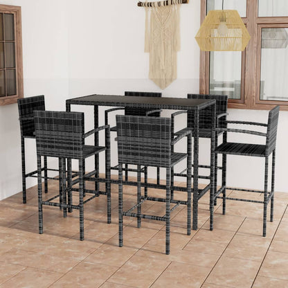 7-Tlg. Gartenbar-Set Poly Rattan