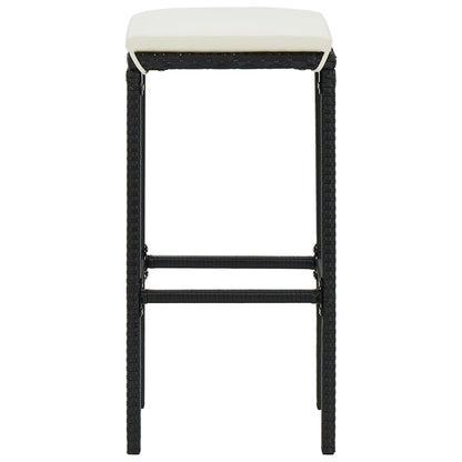 3-Tlg. Gartenbar-Set Mit Kissen Poly Rattan