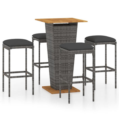 5-Tlg. Gartenbar-Set Mit Kissen Poly Rattan
