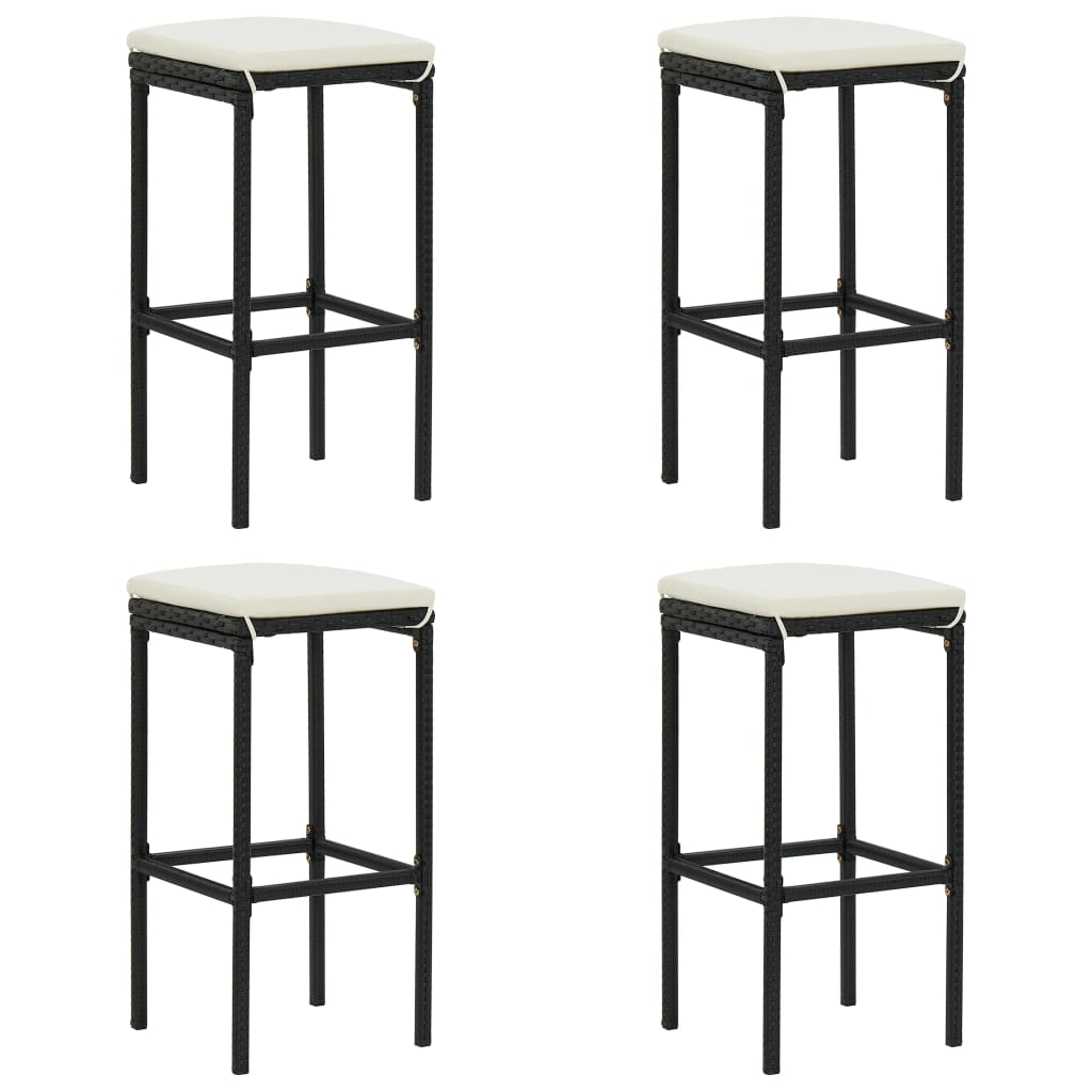 5-Tlg. Gartenbar-Set Mit Kissen Poly Rattan