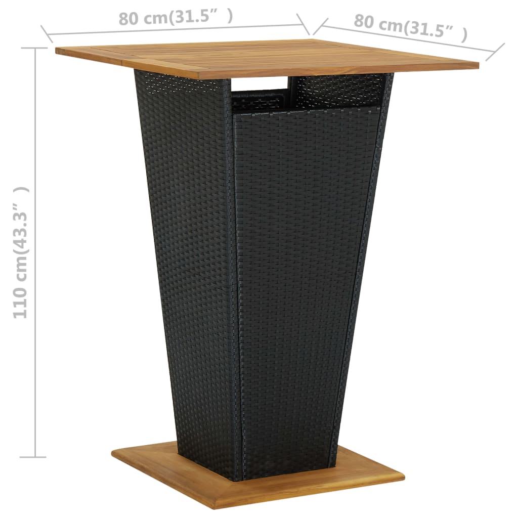 9-Tlg. Gartenbar-Set Mit Kissen Poly Rattan