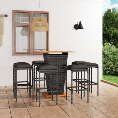 9-Tlg. Gartenbar-Set Mit Kissen Poly Rattan