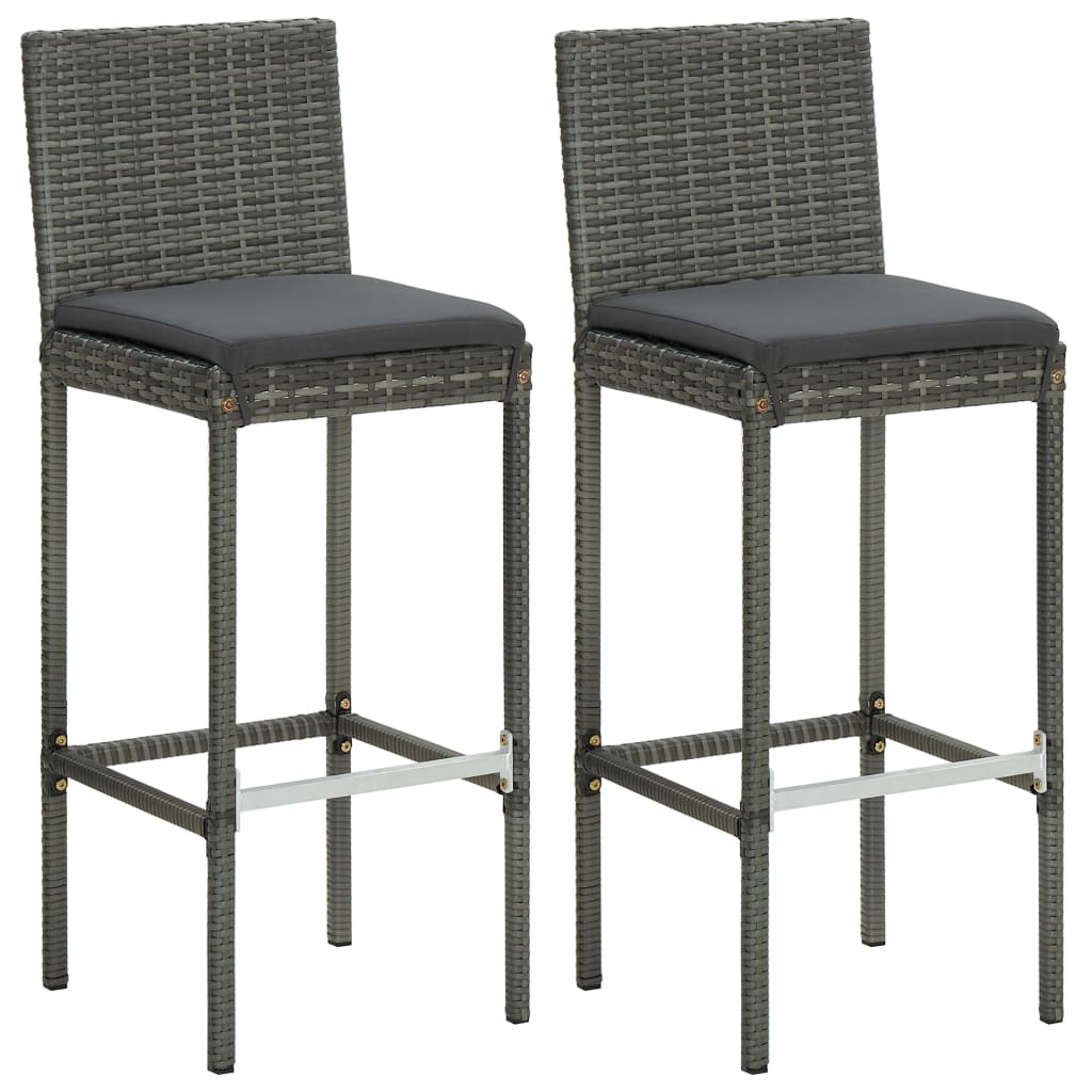3-Tlg. Gartenbar-Set Mit Kissen Poly Rattan