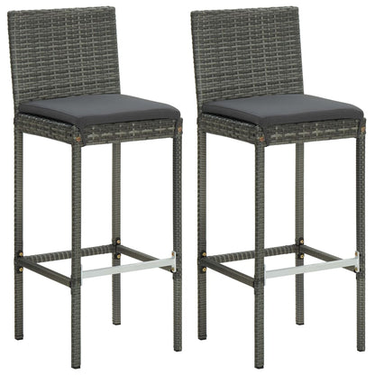 3-Tlg. Gartenbar-Set Mit Kissen Poly Rattan
