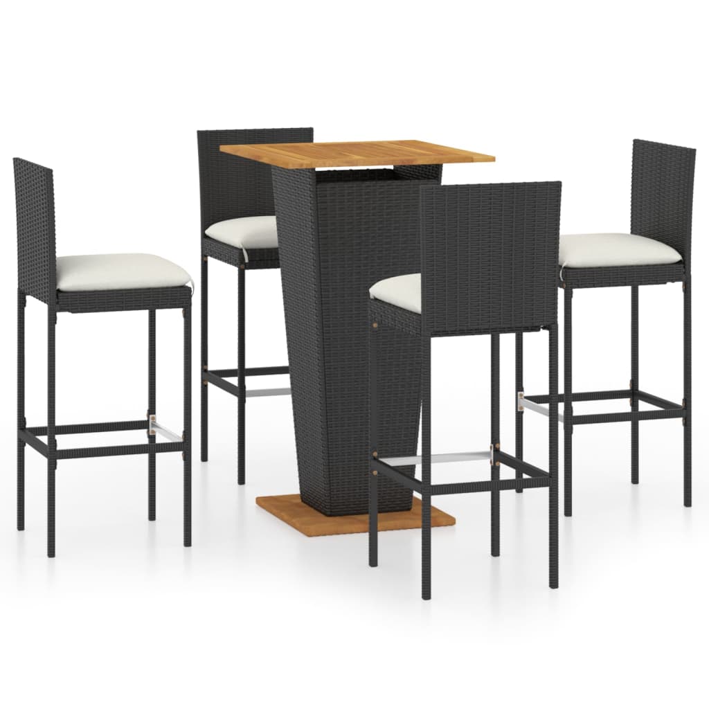 5-Tlg. Gartenbar-Set Mit Kissen Poly Rattan