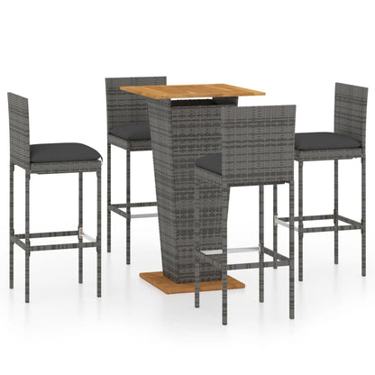 5-Tlg. Gartenbar-Set Mit Kissen Poly Rattan