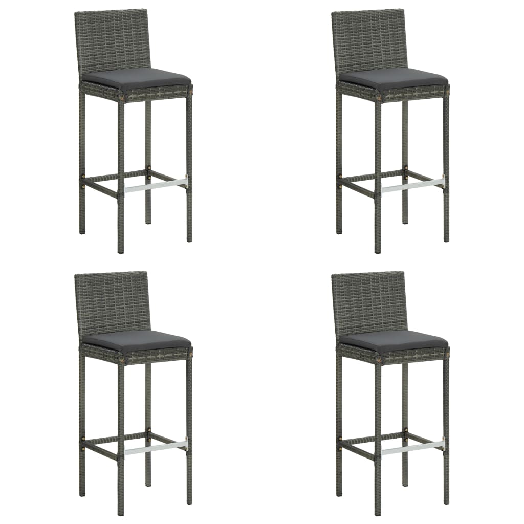 5-Tlg. Gartenbar-Set Mit Kissen Poly Rattan