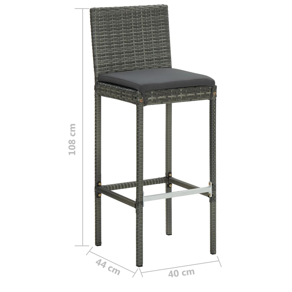 5-Tlg. Gartenbar-Set Mit Kissen Poly Rattan