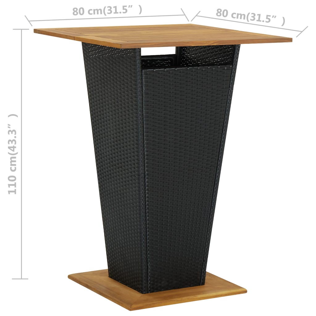 5-Tlg. Gartenbar-Set Mit Kissen Poly Rattan