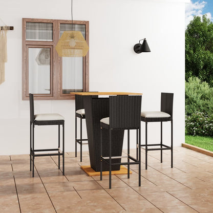 5-Tlg. Gartenbar-Set Mit Kissen Poly Rattan