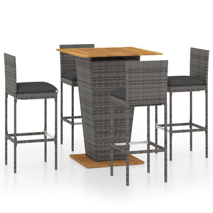 5-Tlg. Gartenbar-Set Mit Kissen Poly Rattan